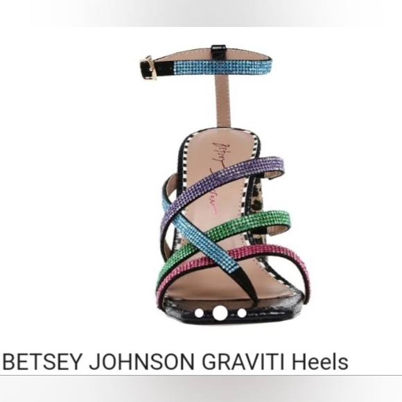 BETSEY JOHNSON Graviti Embellished Leopard Print Block Heel Sandal Size 7.5 NEW - Picture 3 of 14